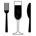 Fork, champagne glass, knife